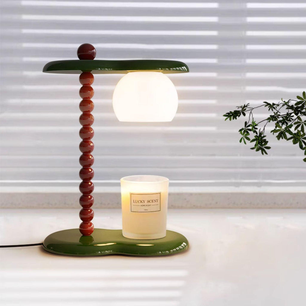 Everalda Metal Table Lamp | Metal Column & Glass Shade | White