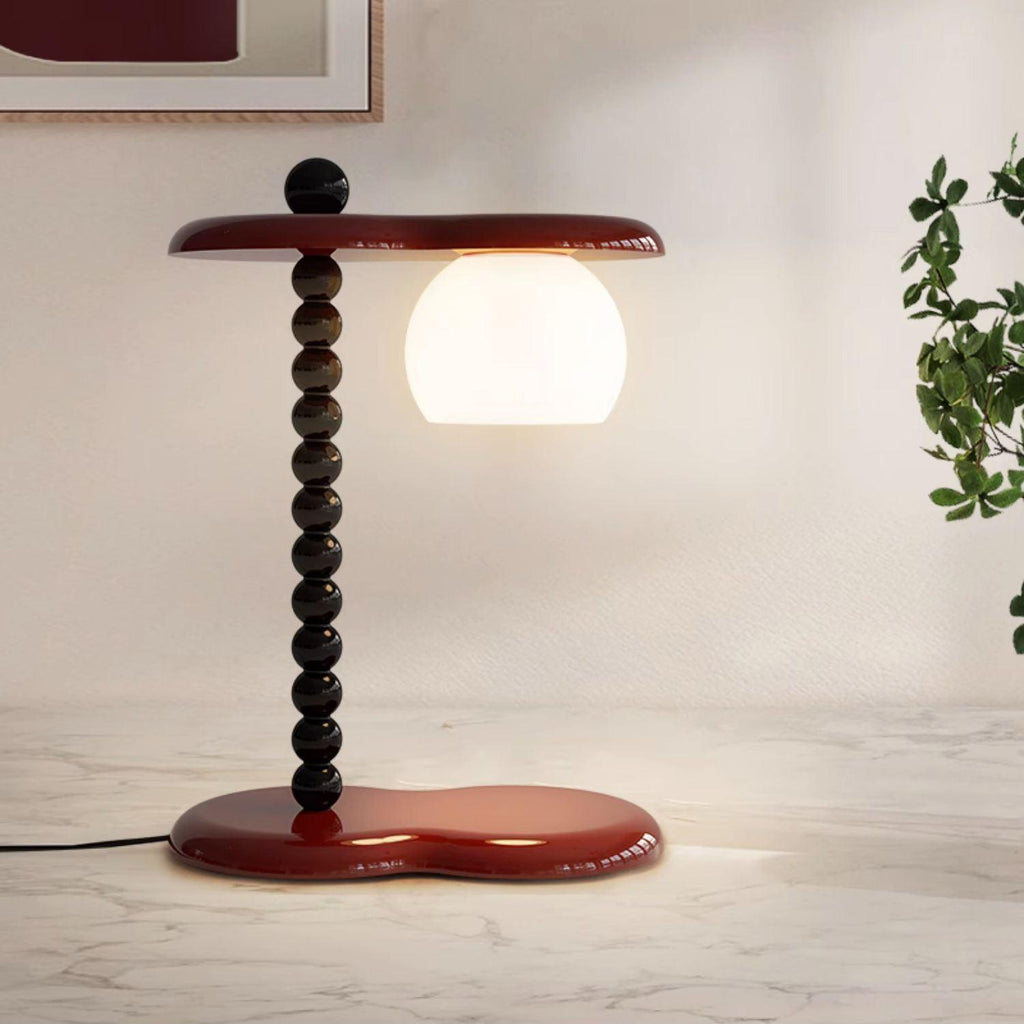 Everalda Metal Table Lamp | Metal Column & Glass Shade | White