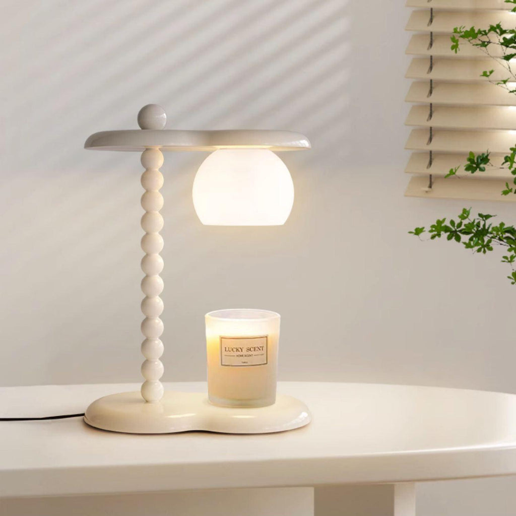 Everalda Metal Table Lamp | Metal Column & Glass Shade | White