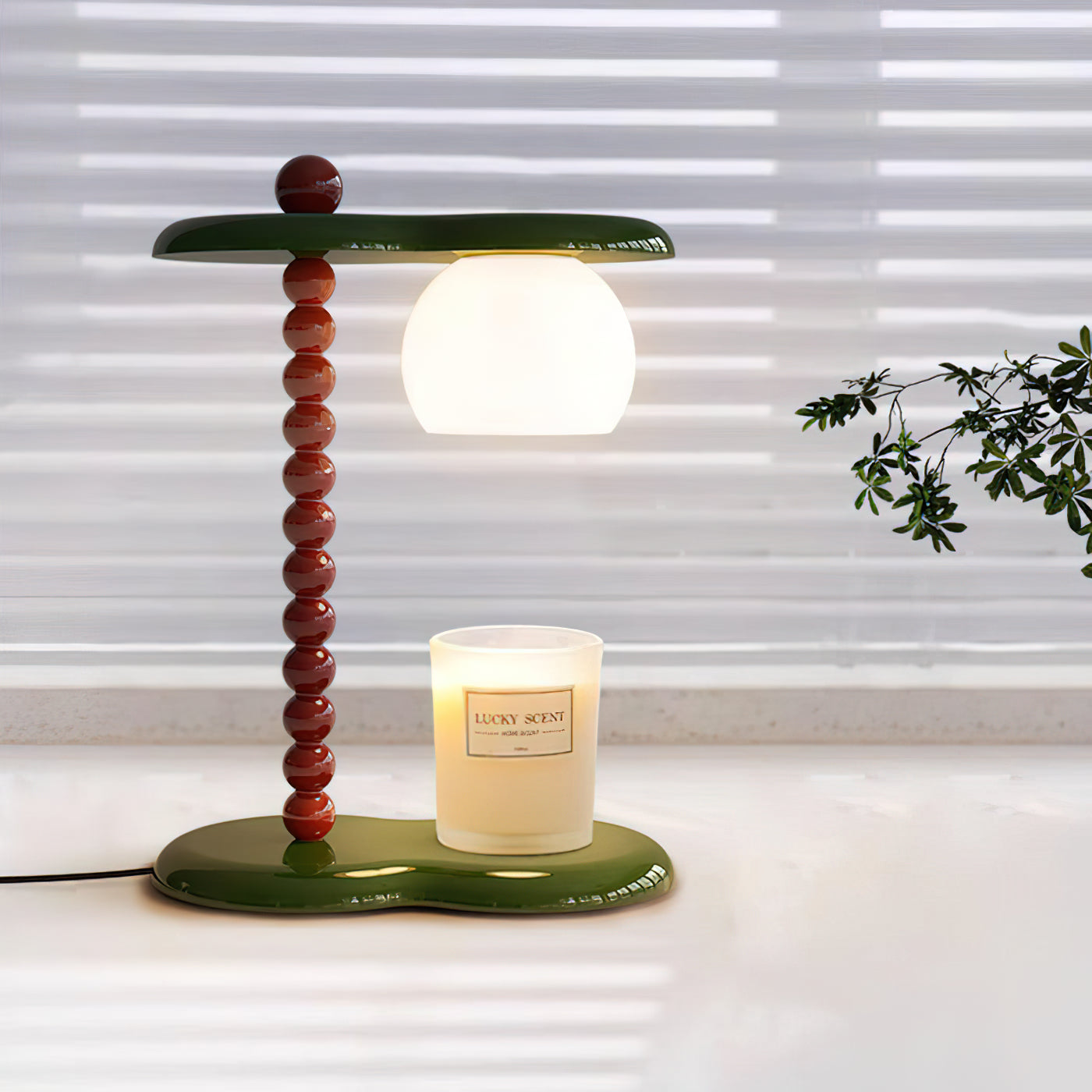 Everalda Table Lamp | Metal & Glass | Green+Red, Red+Black, Beige+Black, Beige
