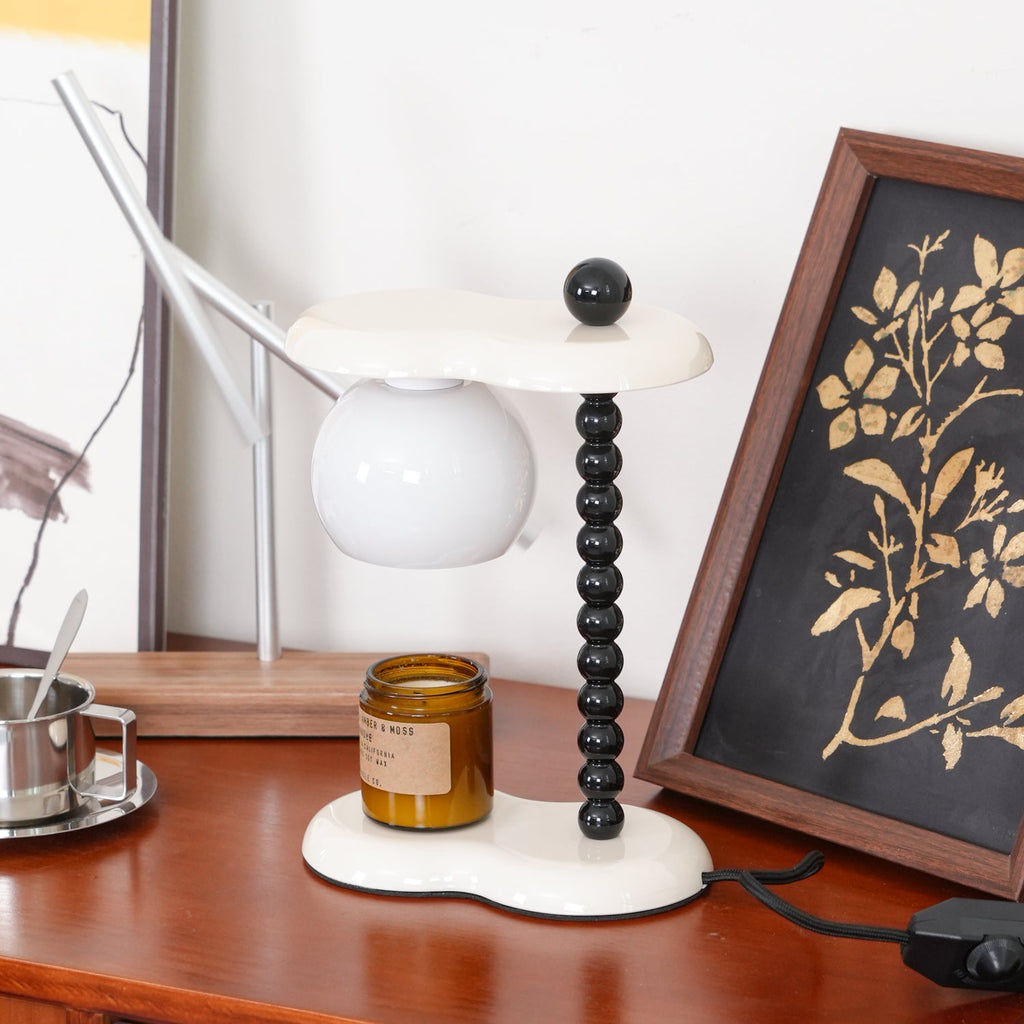 Everalda Metal Table Lamp | Metal Column & Glass Shade | White
