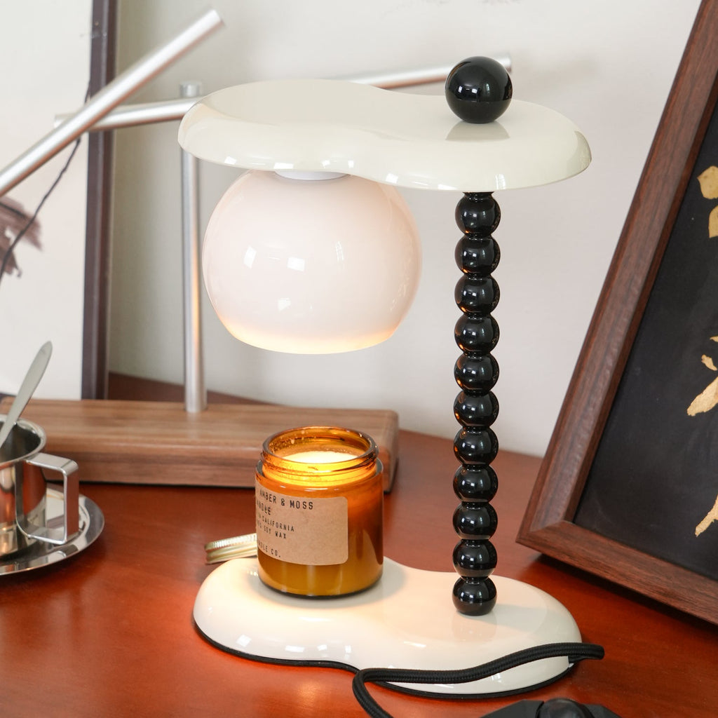 Everalda Metal Table Lamp | Metal Column & Glass Shade | White