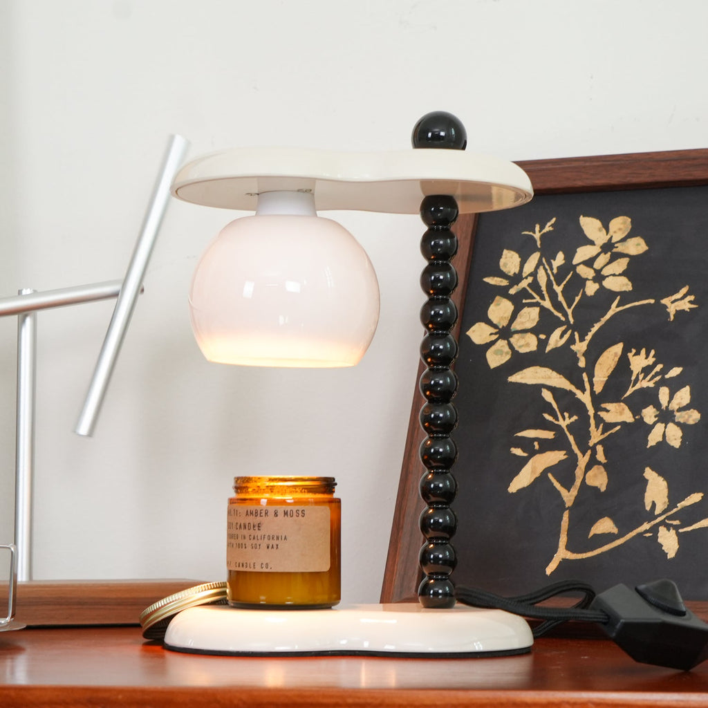 Everalda Metal Table Lamp | Metal Column & Glass Shade | White