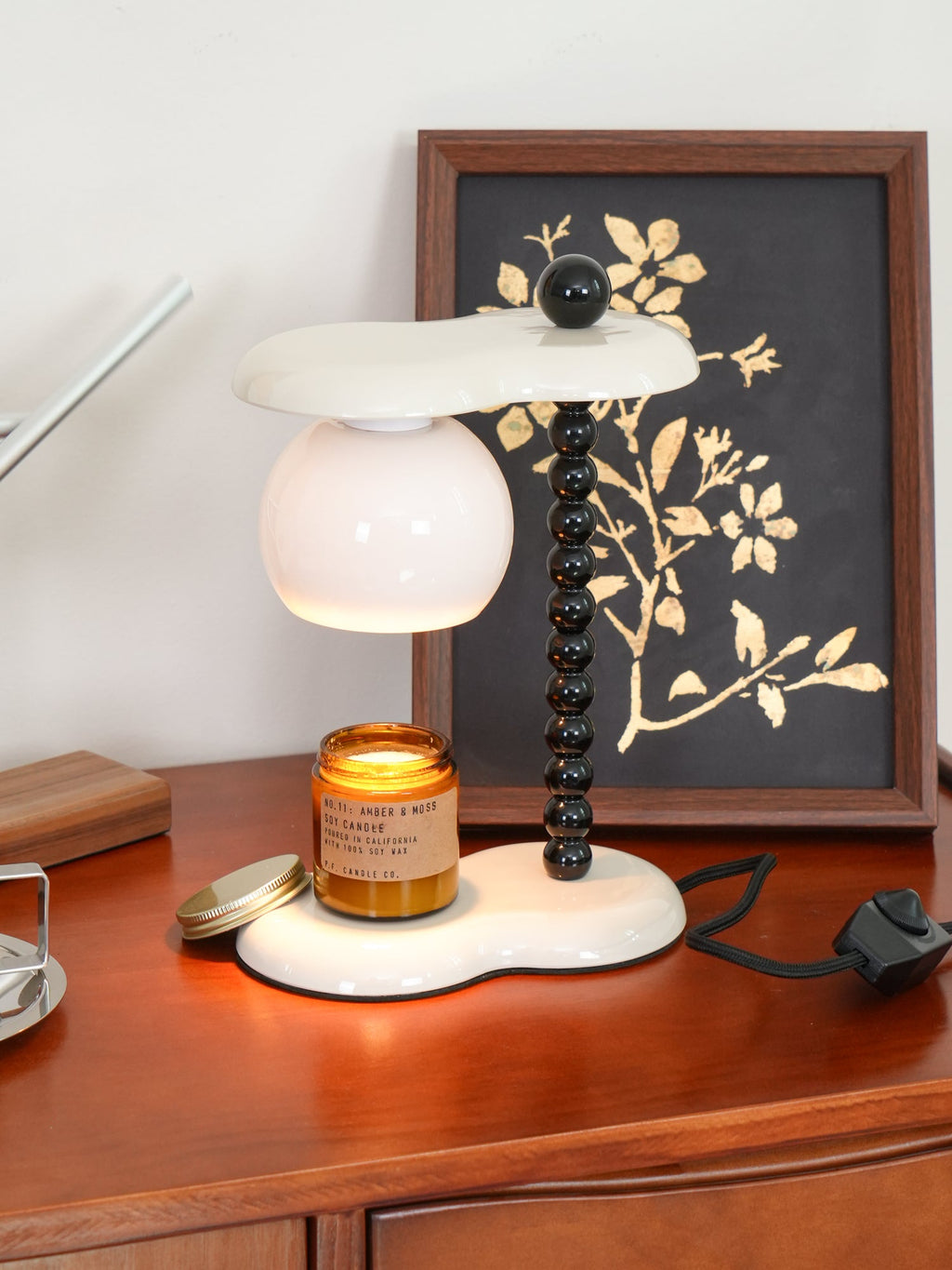 Everalda Metal Table Lamp | Metal Column & Glass Shade | White