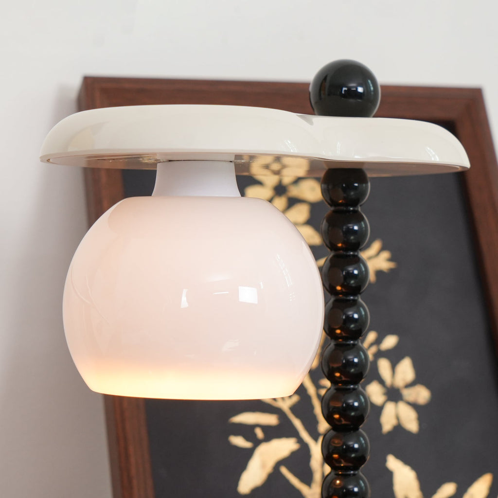 Everalda Metal Table Lamp | Metal Column & Glass Shade | White