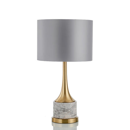 Expino Table Lamp | Metal, Marble & Fabric | Grey Shade
