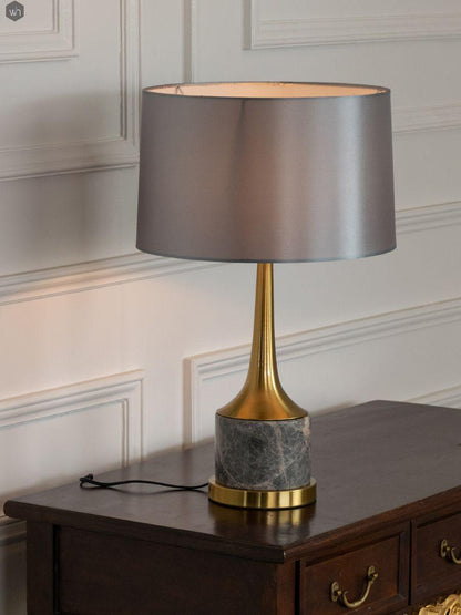 Expino Table Lamp | Metal, Marble & Fabric | Grey Shade