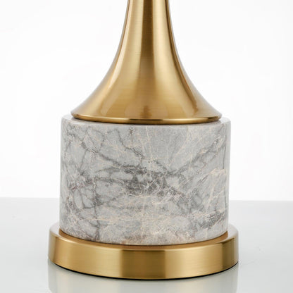 Expino Table Lamp | Metal, Marble & Fabric | Grey Shade