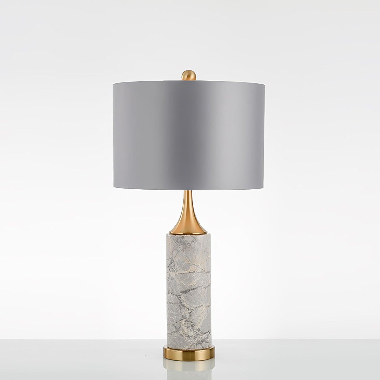 Expino Table Lamp | Metal, Marble & Fabric | Grey Shade