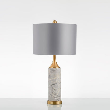 Expino Table Lamp | Metal, Marble & Fabric | Grey Shade