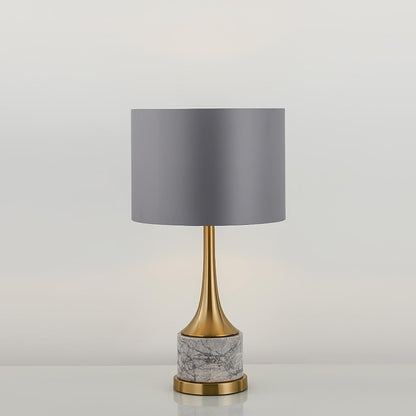 Expino Table Lamp | Metal, Marble & Fabric | Grey Shade