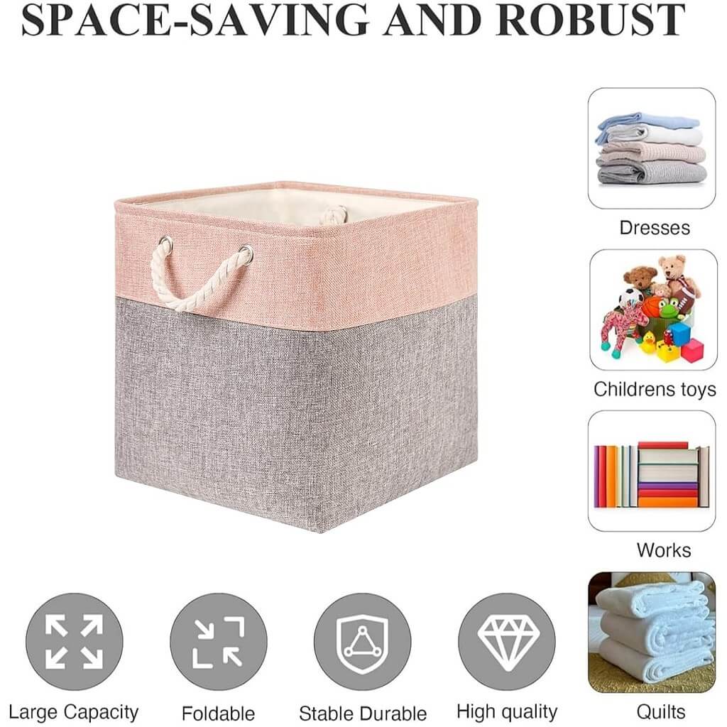 Storage Box | High-Quality Linen & Non-Woven Fabric | 28x28x28cm