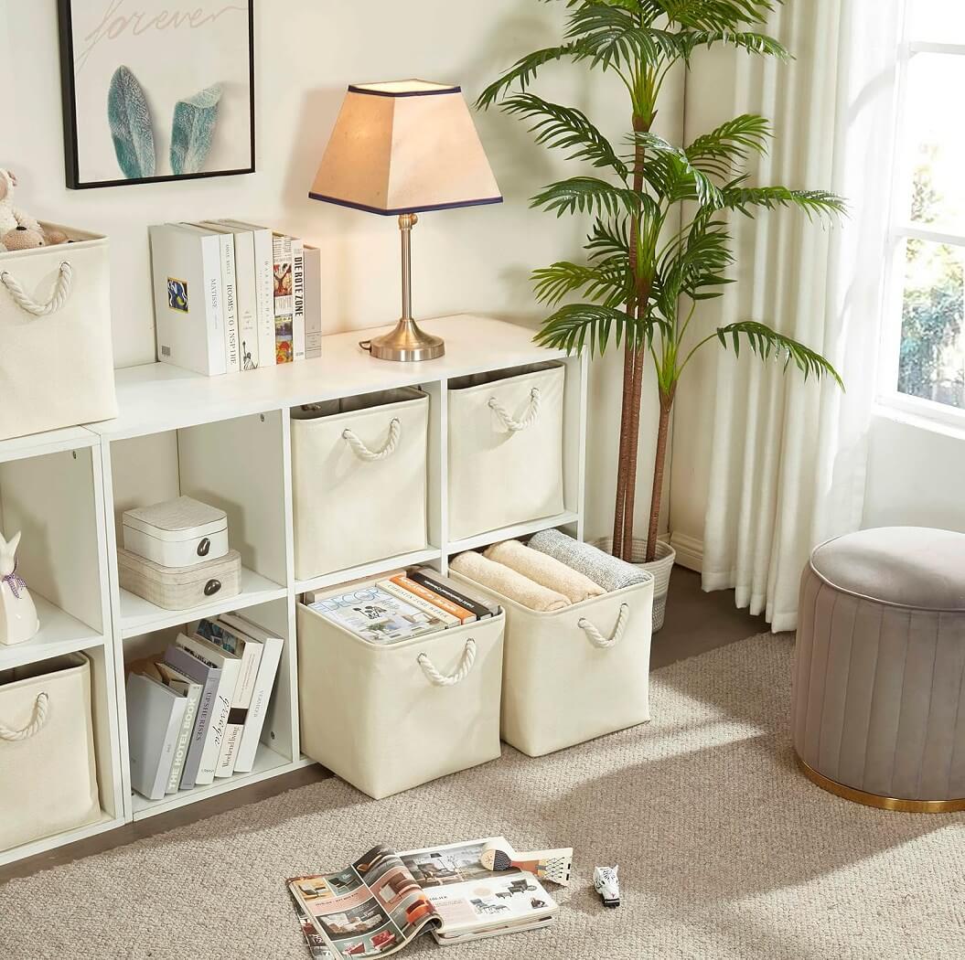 Fabric Storage Cubes | Foldable with Cotton Rope Handles | 25cm x 25cm