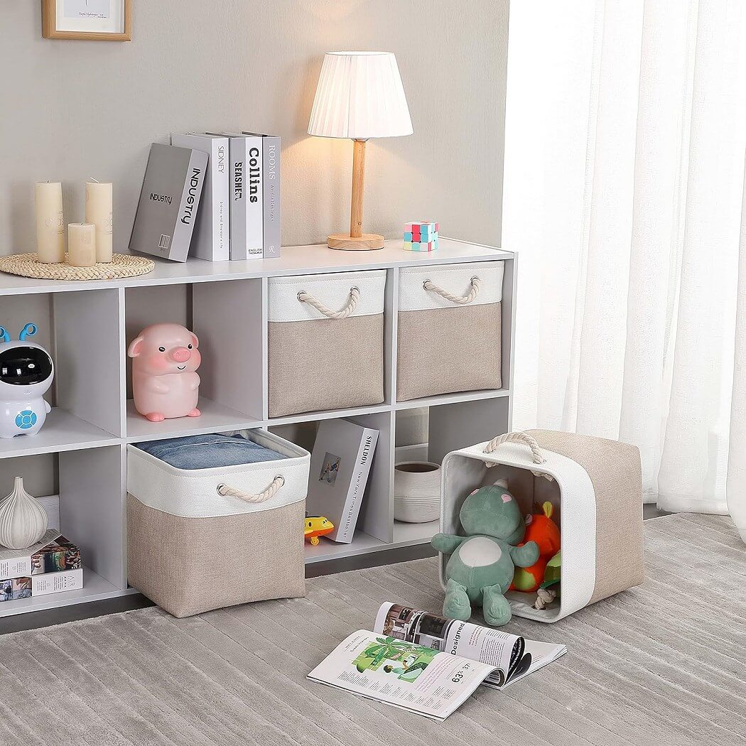 Fabric Storage Cubes | Foldable with Cotton Rope Handles | 25cm x 25cm