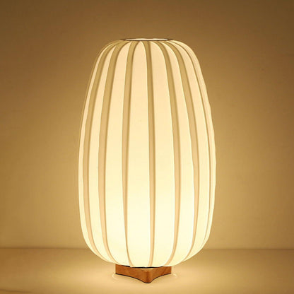 Minimalist Table Lamp | Wood & Fabric | White Shade, 30cm
