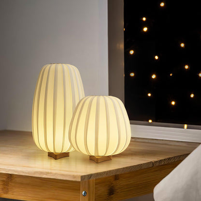 Minimalist Table Lamp | Wood & Fabric | White Shade, 30cm