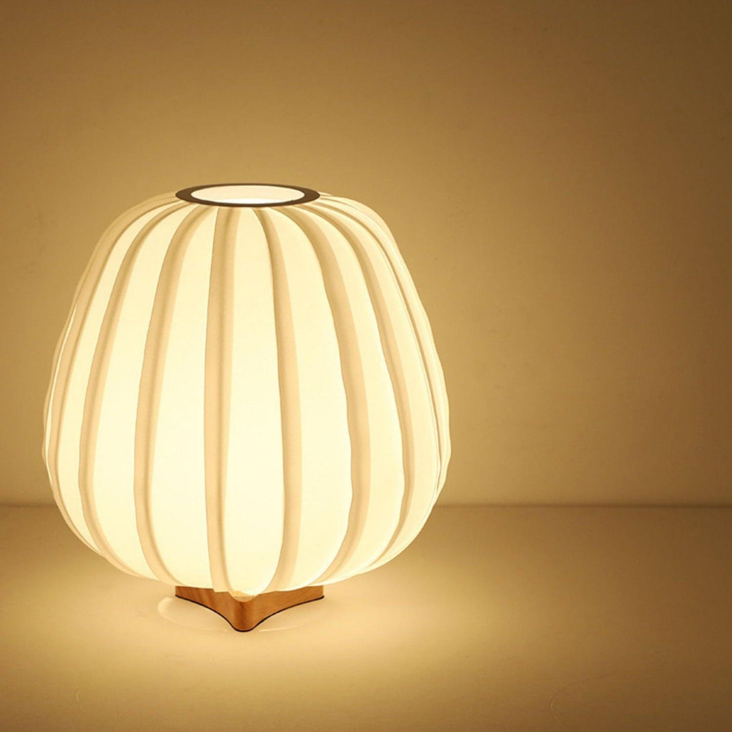 Minimalist Table Lamp | Wood & Fabric | White Shade, 30cm