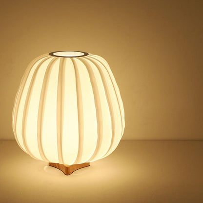 Minimalist Table Lamp | Wood & Fabric | White Shade, 30cm