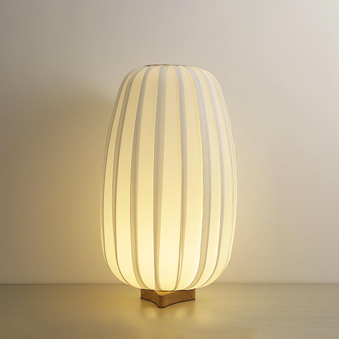 Minimalist Table Lamp | Wood & Fabric | White Shade, 30cm