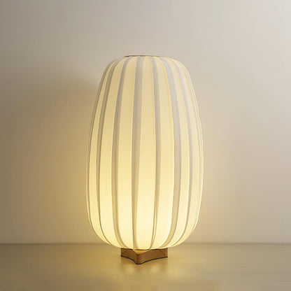 Minimalist Table Lamp | Wood & Fabric | White Shade, 30cm