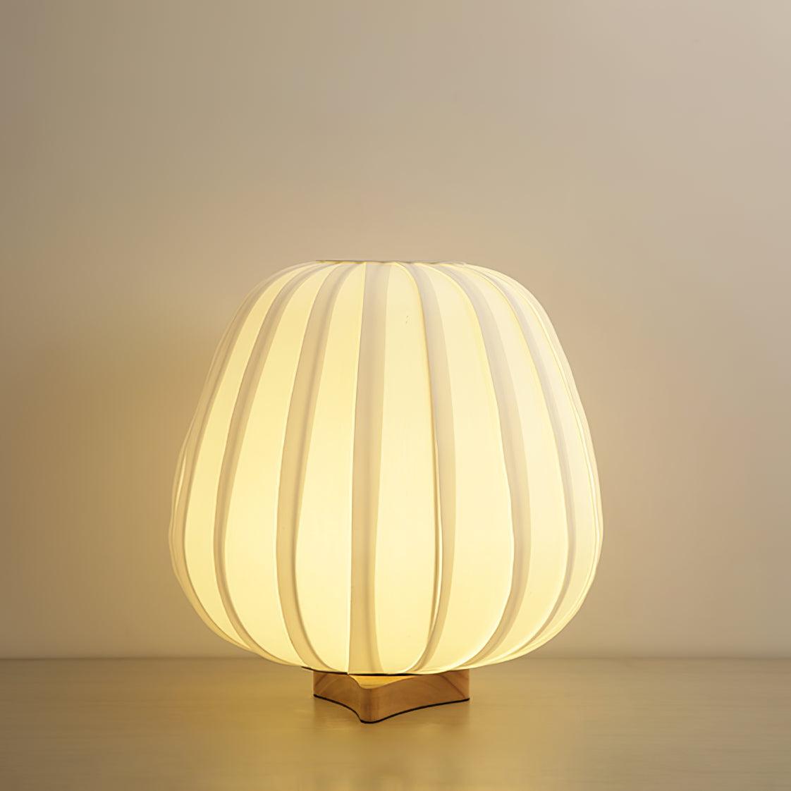 Minimalist Table Lamp | Wood & Fabric | White Shade, 30cm