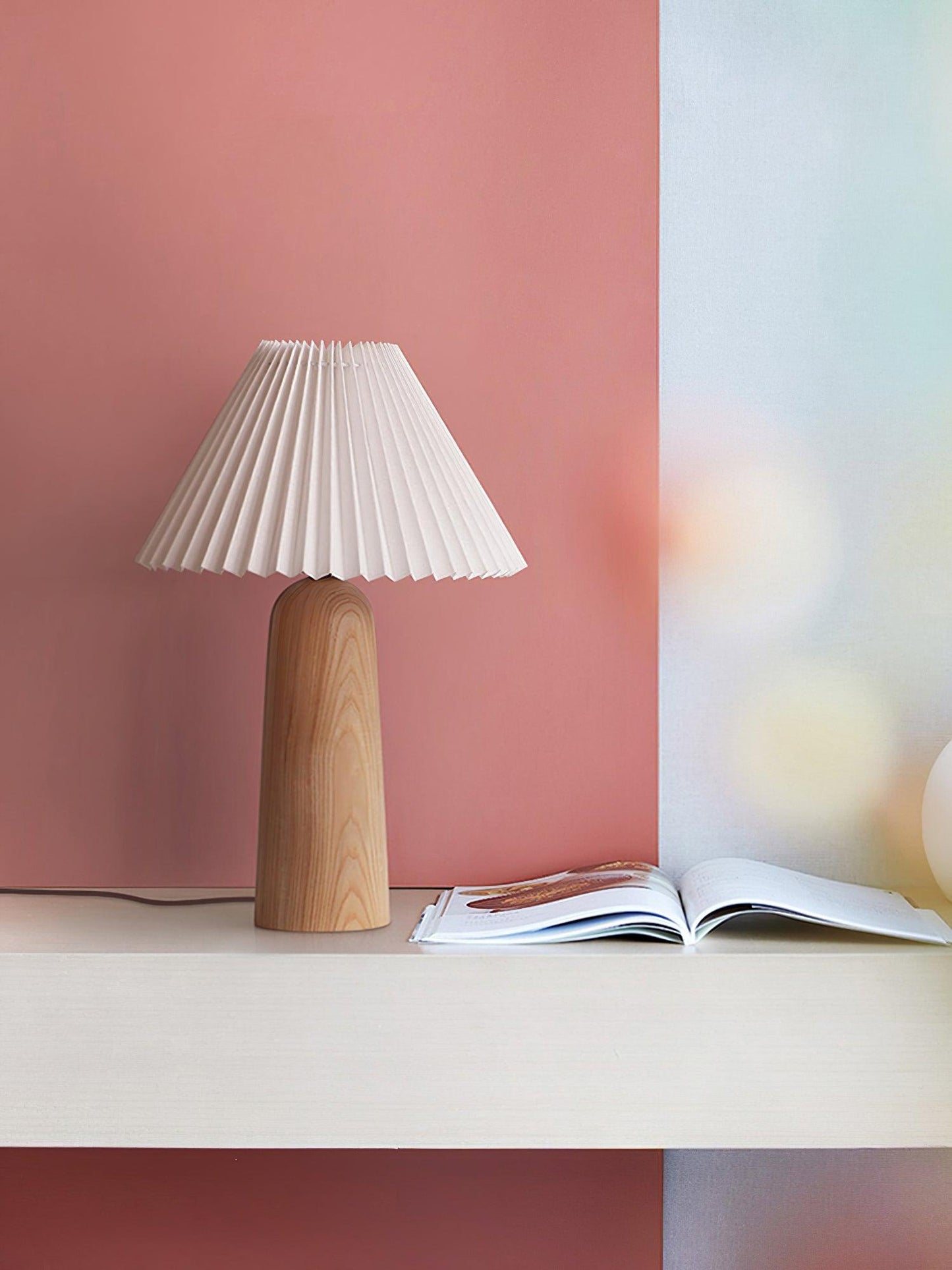 Facet Table Lamp | Wood Base | White or Black Shade