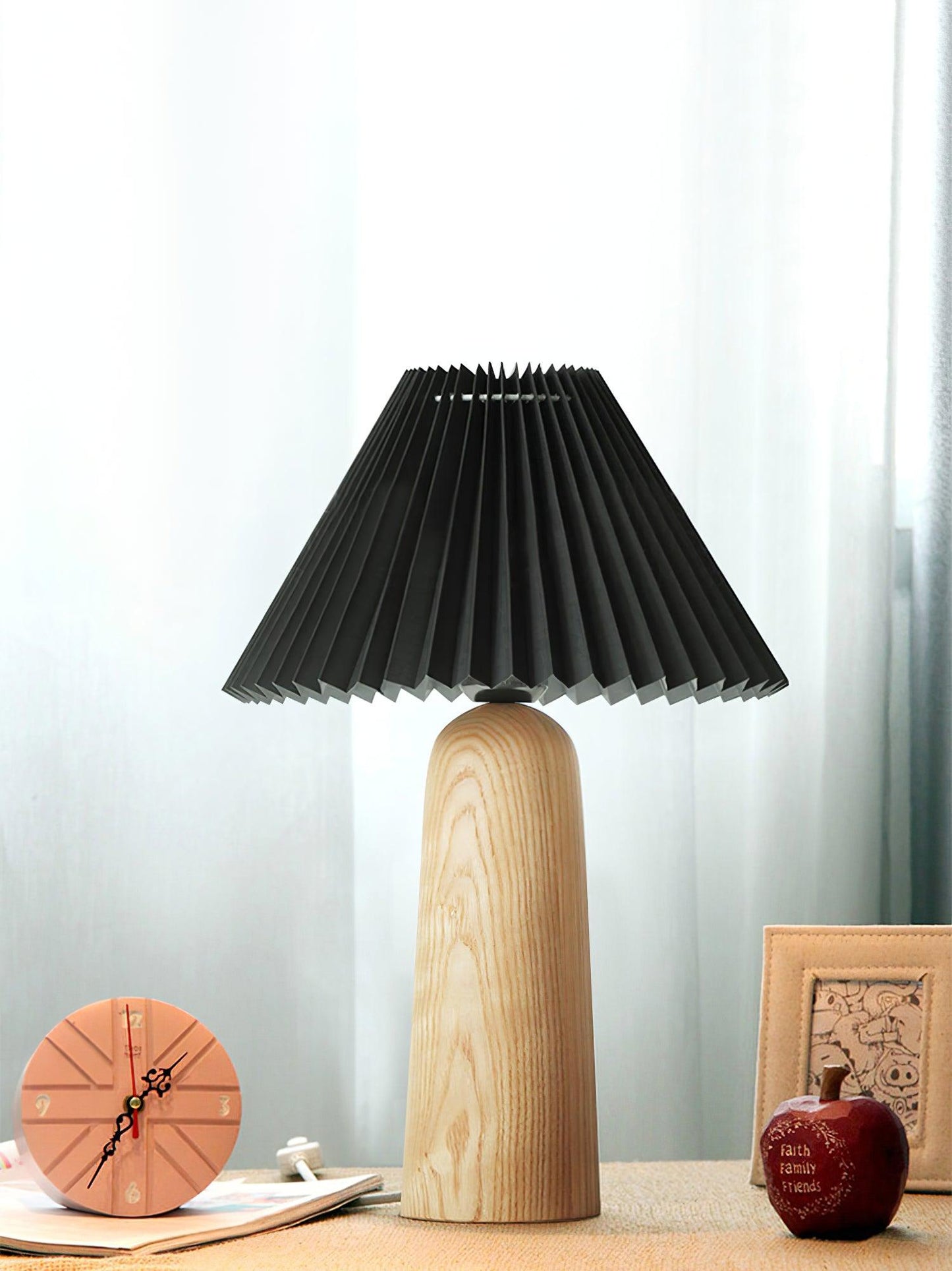 Facet Table Lamp | Wood Base | White or Black Shade