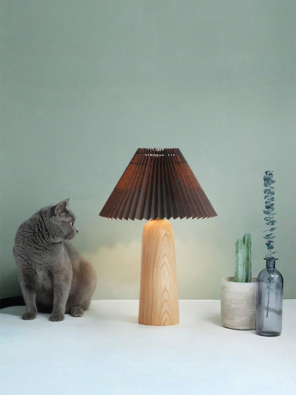 Facet Table Lamp | Wood Base | White or Black Shade