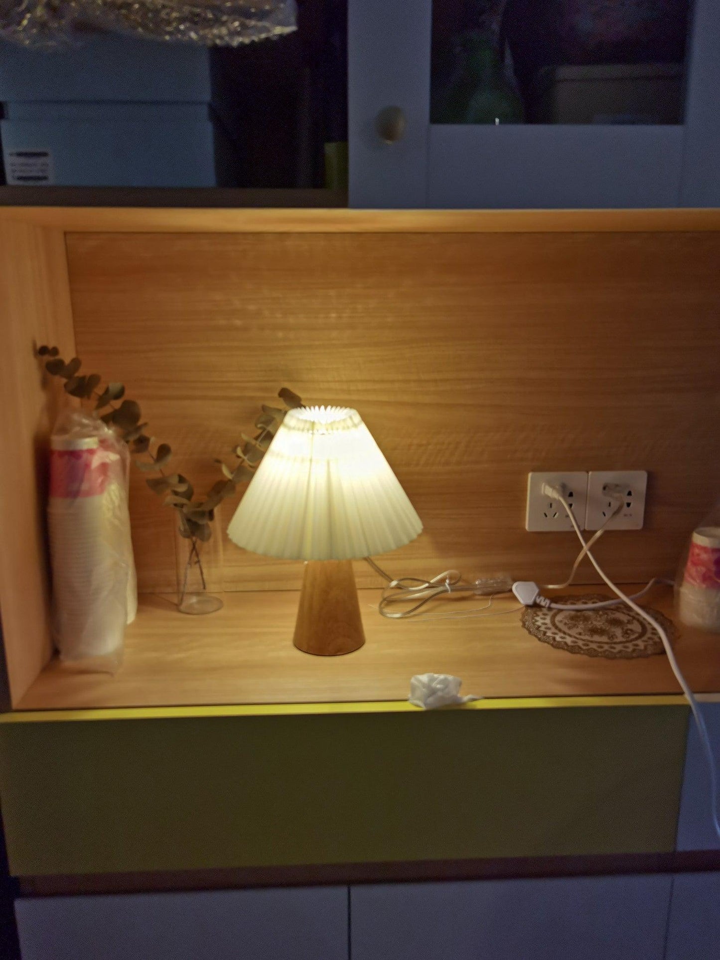 Facet Table Lamp | Wood Base | White or Black Shade