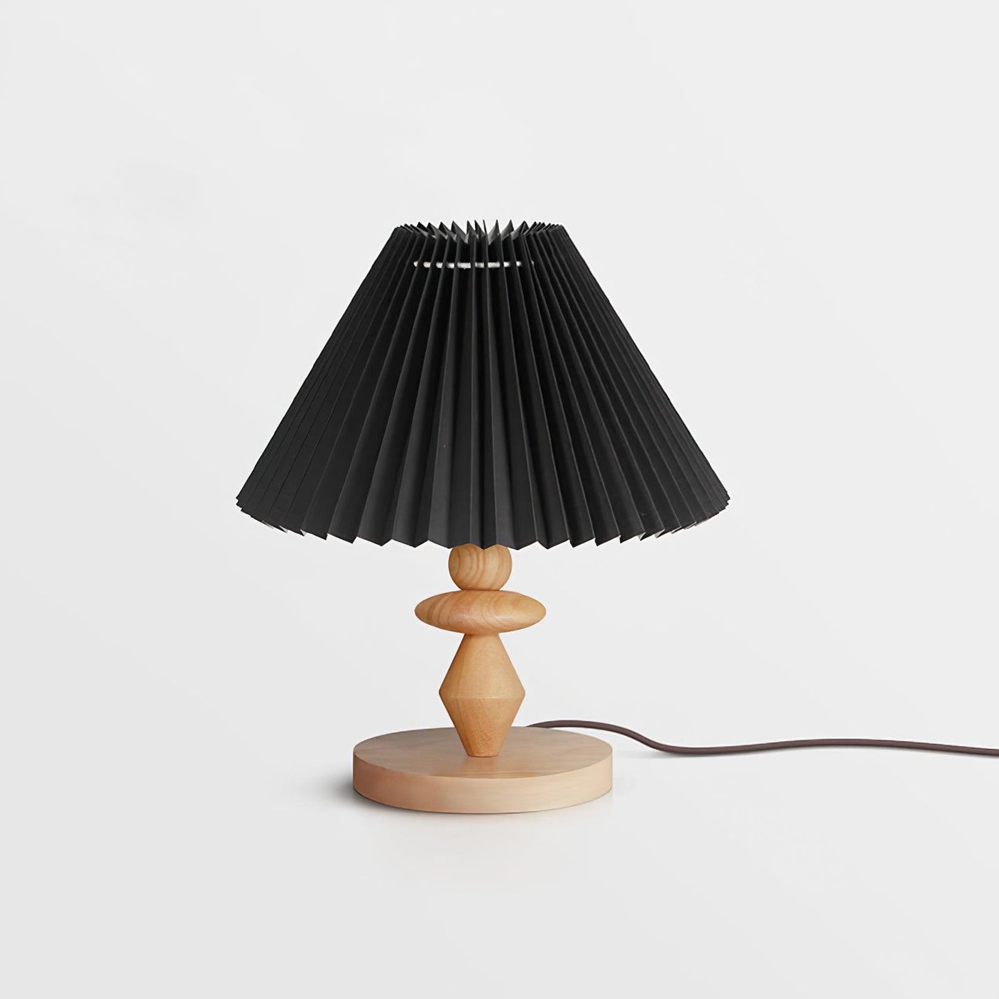 Facet Table Lamp | Wood Base | White or Black Shade