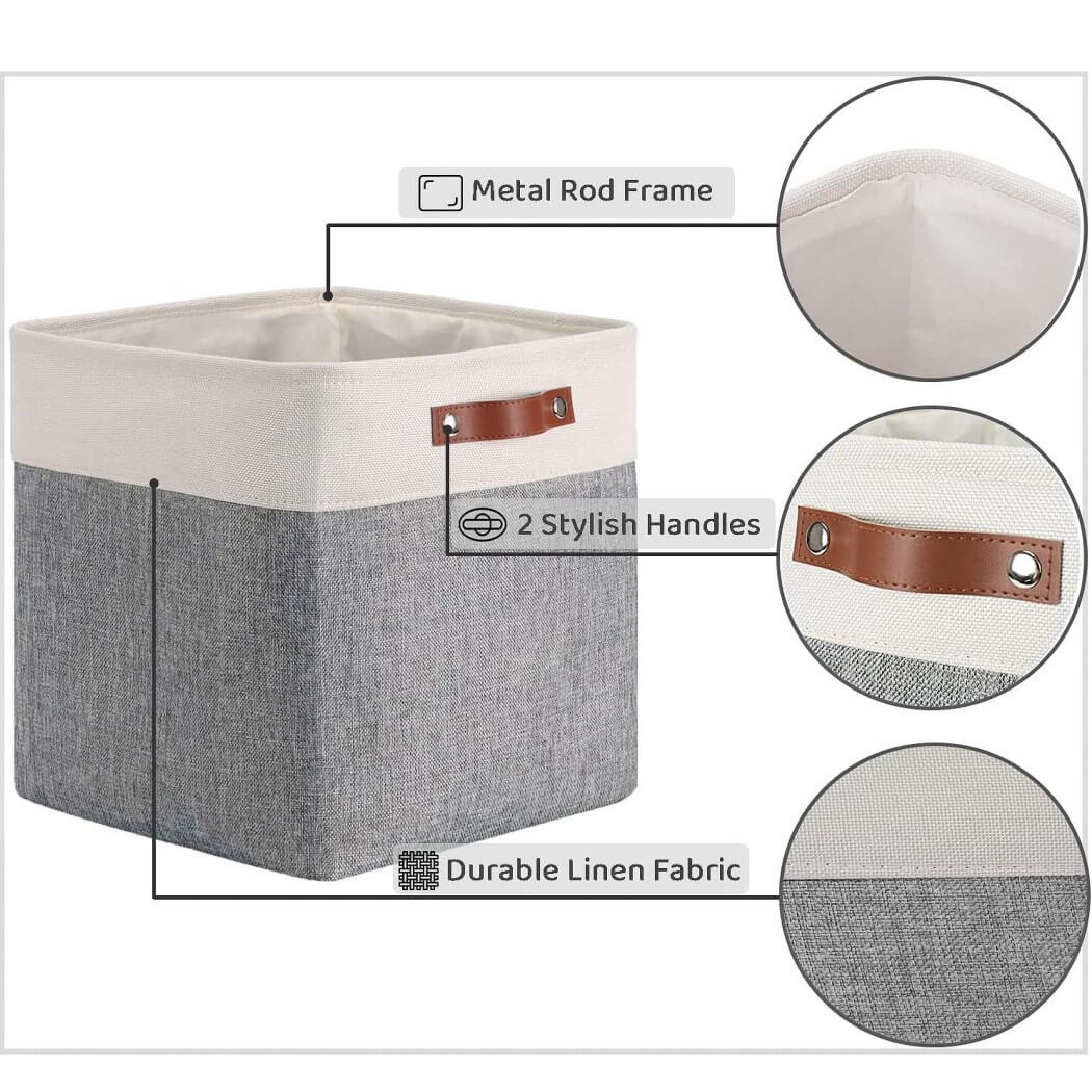 Fabric Storage Cubes | Foldable with Cotton Rope Handles | 25cm x 25cm