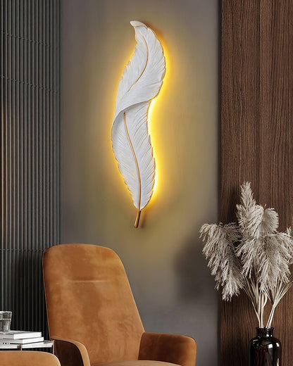 Feather Wall Lamp | Resin | Gold, White