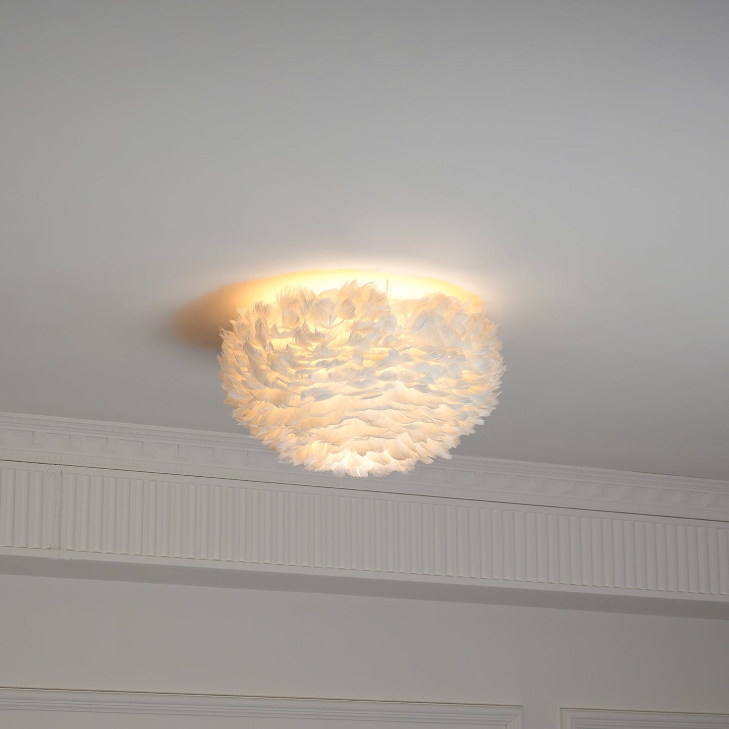 Feathered Ceiling Lamp | Goose Feather | White, Pink