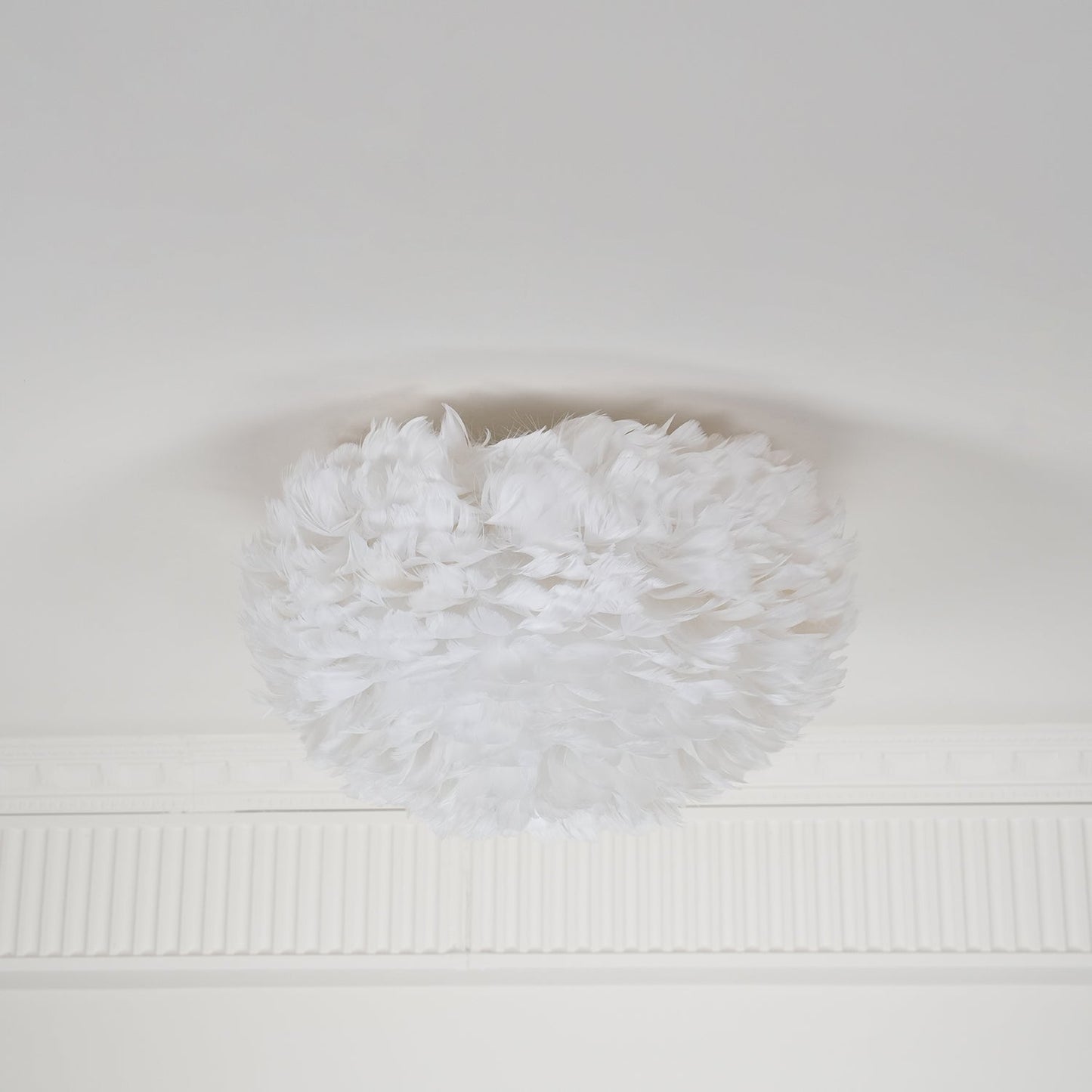 Feathered Ceiling Lamp | Goose Feather | White, Pink
