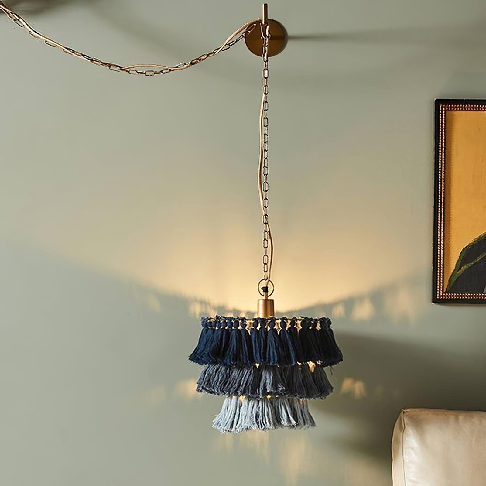 Fela Tassel Wall Lamp | Metal, Iron, Fabric Tassel | Gold, White, Pink, Multicolor