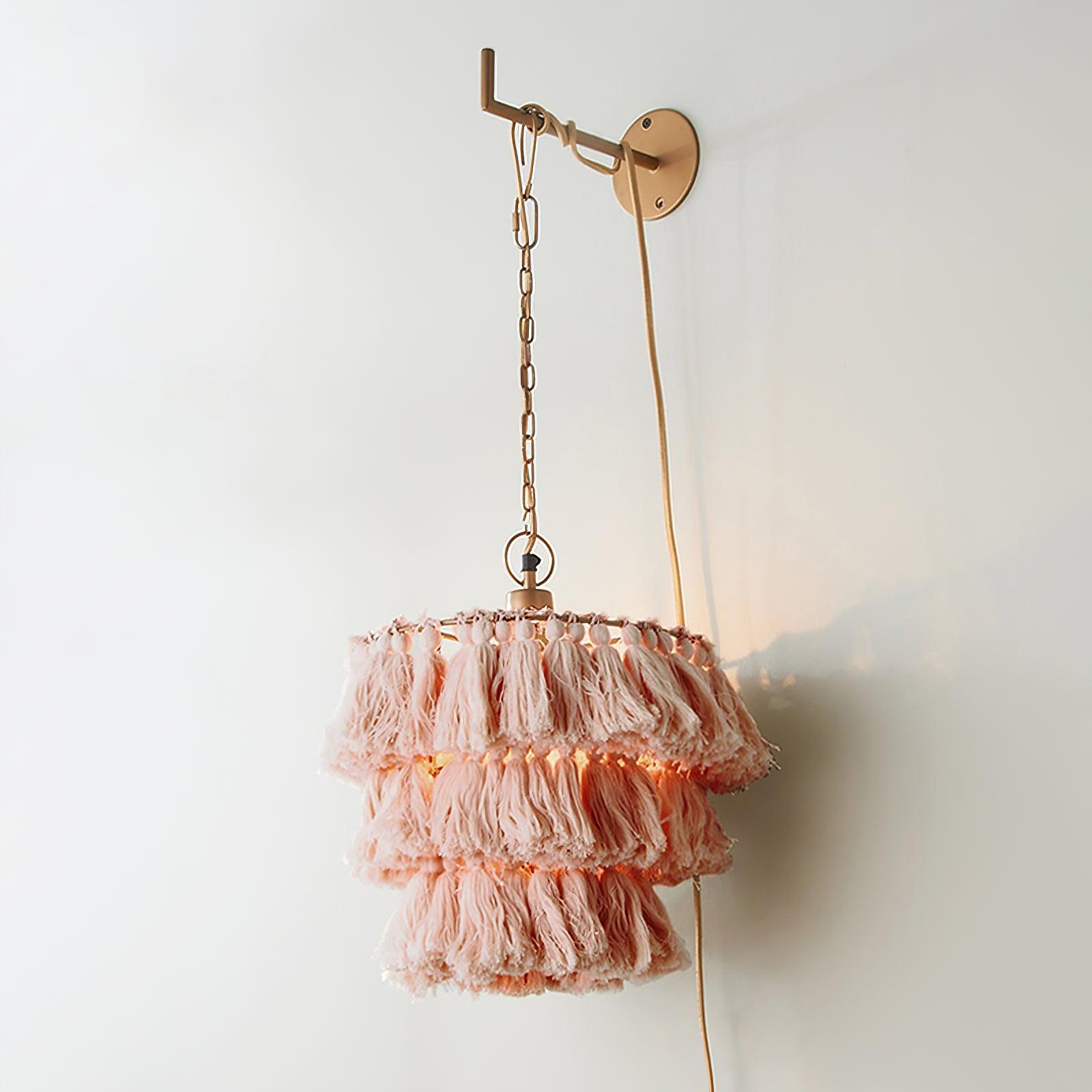 Fela Tassel Wall Lamp | Metal, Iron, Fabric Tassel | Gold, White, Pink, Multicolor