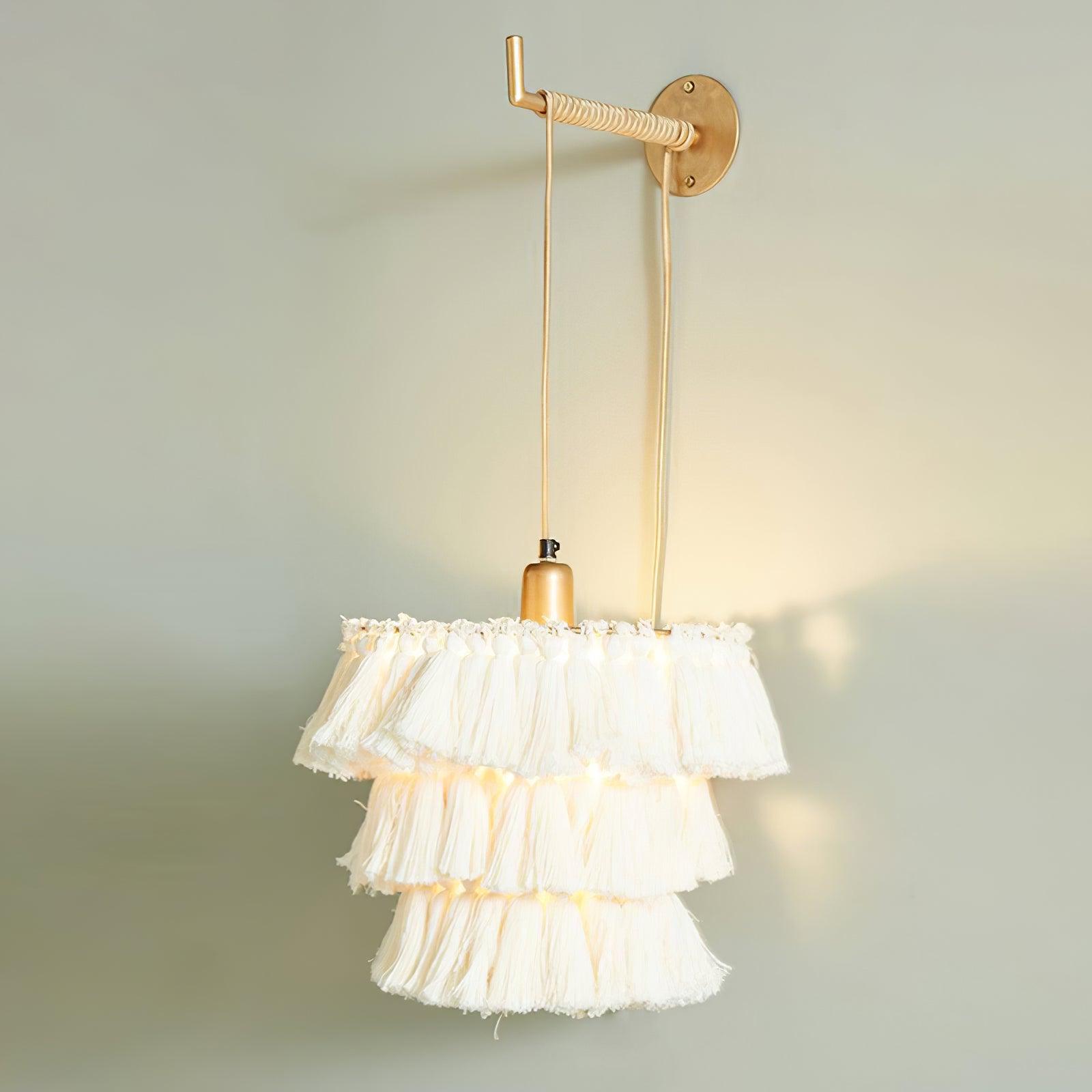 Fela Tassel Wall Lamp | Metal, Iron, Fabric Tassel | Gold, White, Pink, Multicolor