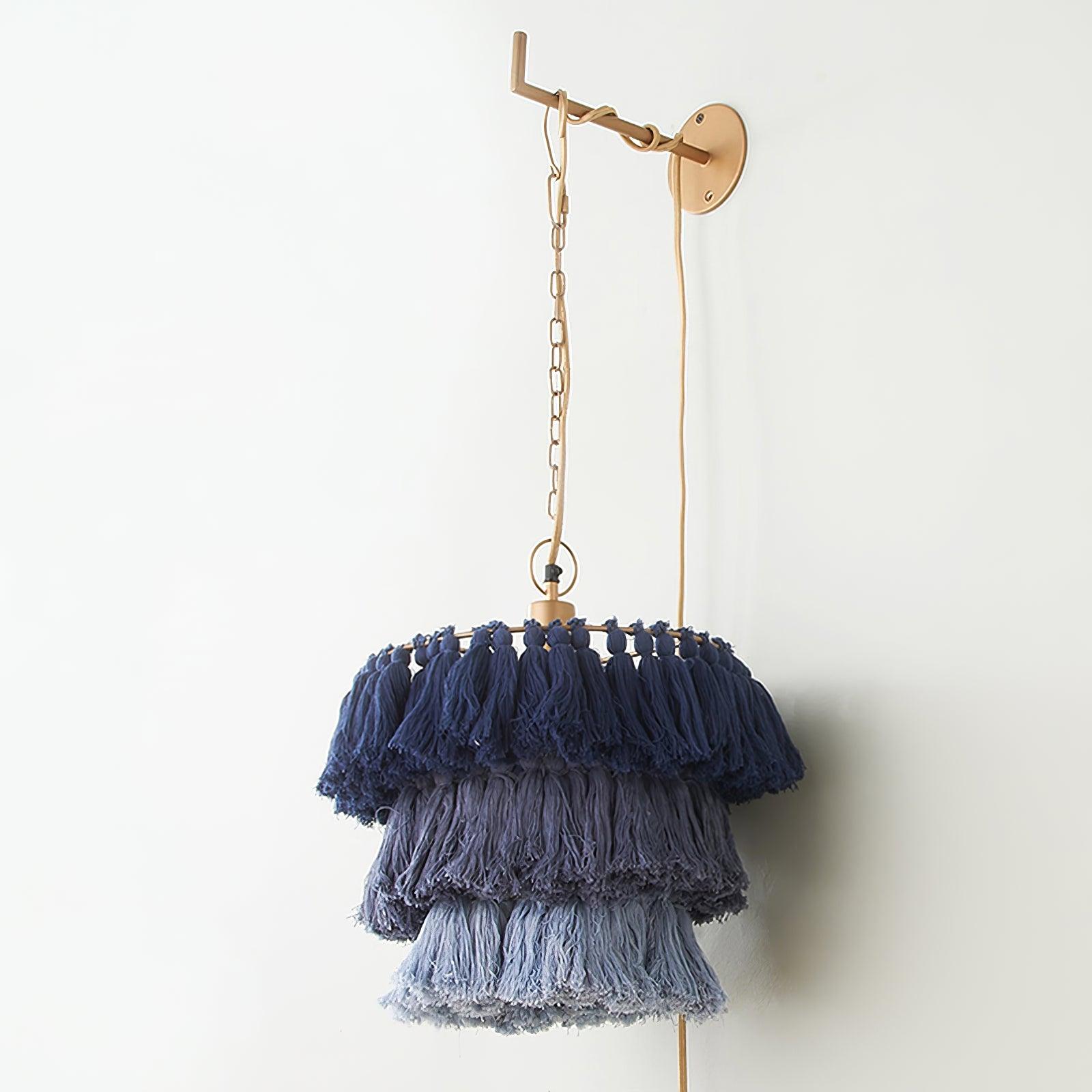 Fela Tassel Wall Lamp | Metal, Iron, Fabric Tassel | Gold, White, Pink, Multicolor