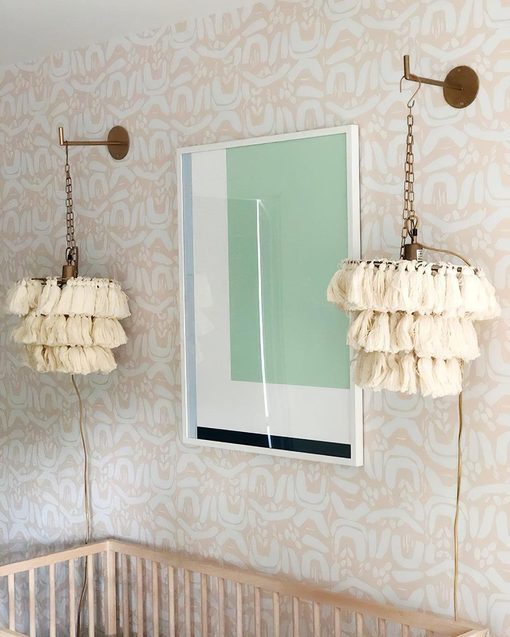 Fela Tassel Wall Lamp | Metal, Iron, Fabric Tassel | Gold, White, Pink, Multicolor