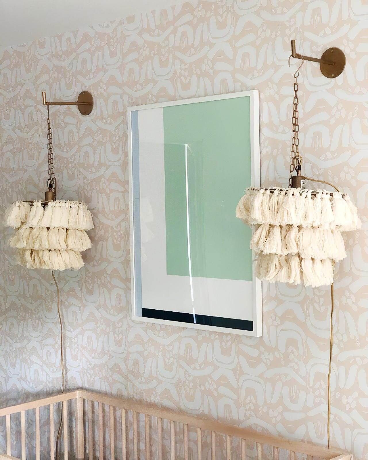 Fela Tassel Wall Lamp | Metal, Iron, Fabric Tassel | Gold, White, Pink, Multicolor