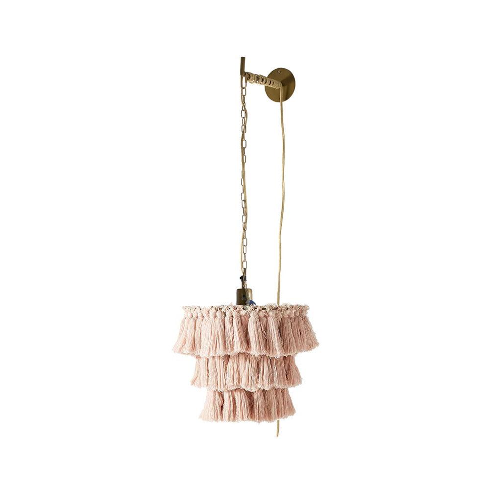 Fela Tassel Wall Lamp | Metal, Iron, Fabric Tassel | Gold, White, Pink, Multicolor