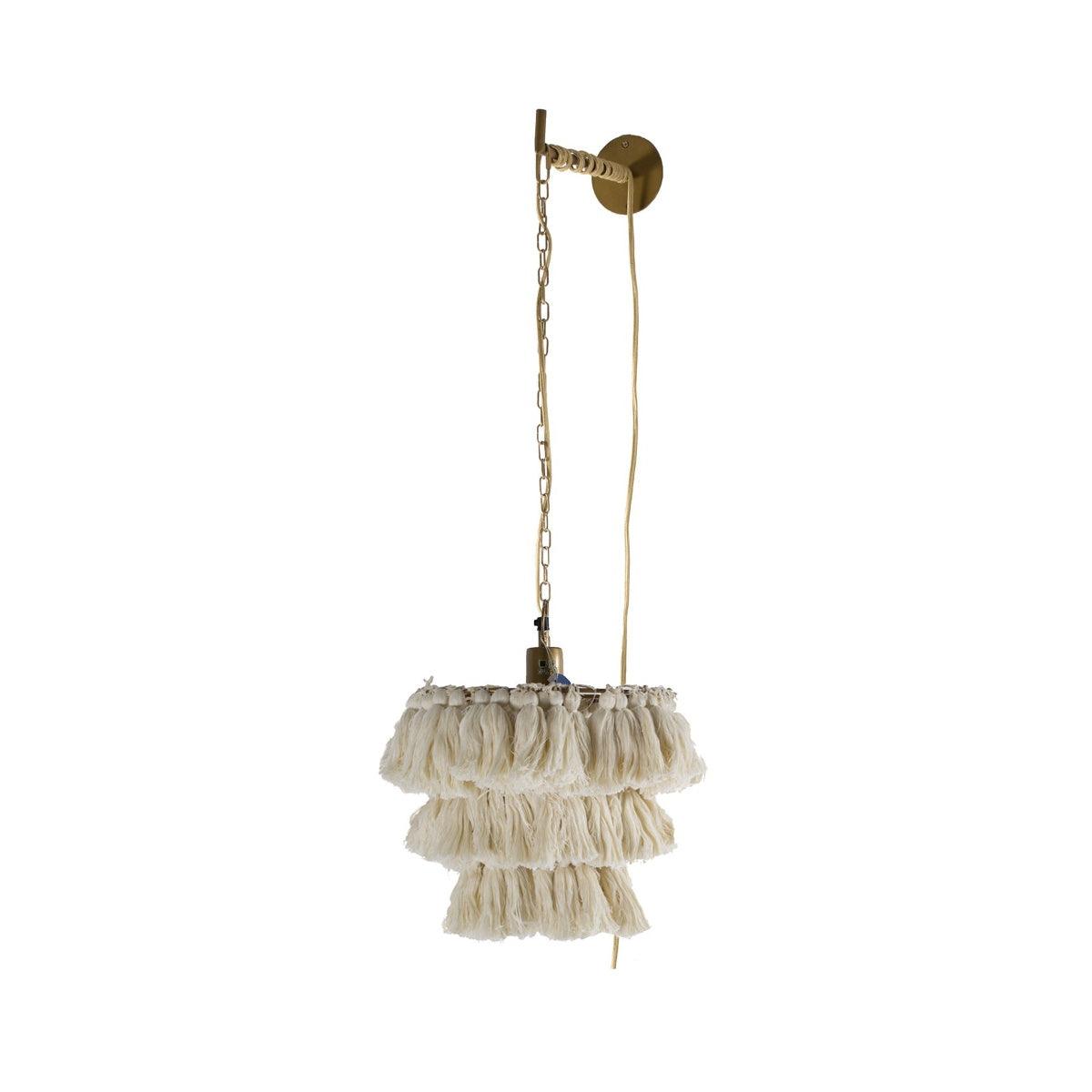 Fela Tassel Wall Lamp | Metal, Iron, Fabric Tassel | Gold, White, Pink, Multicolor