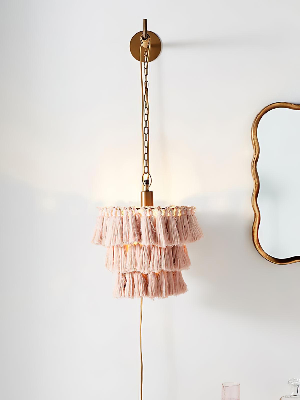 Fela Tassel Wall Lamp | Metal, Iron, Fabric Tassel | Gold, White, Pink, Multicolor