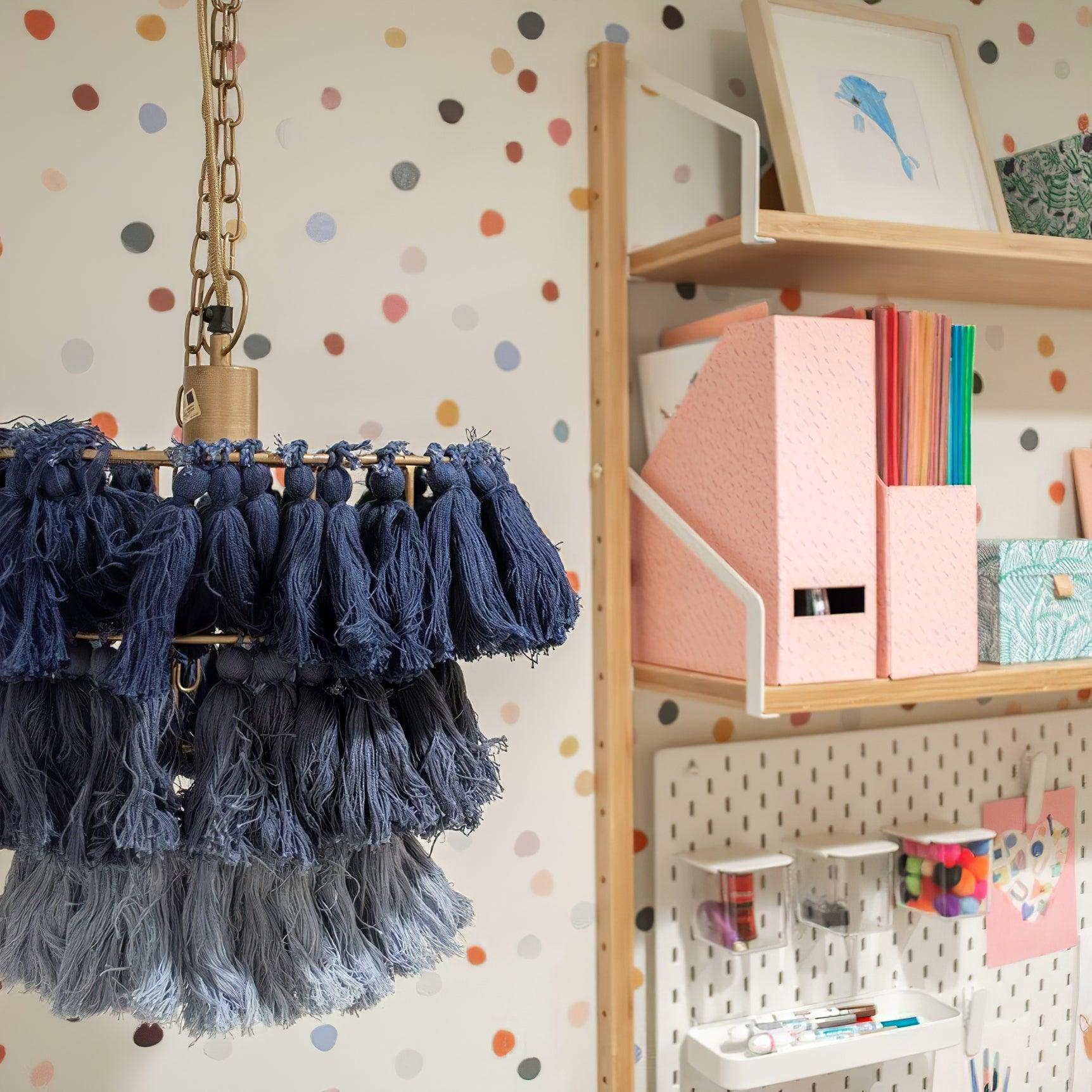Fela Tassel Wall Lamp | Metal, Iron, Fabric Tassel | Gold, White, Pink, Multicolor