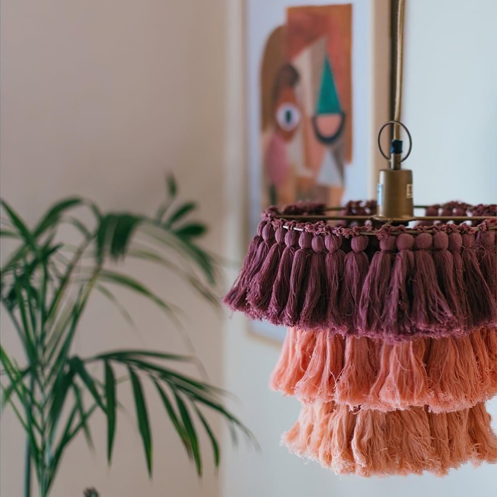 Fela Tassel Wall Lamp | Metal, Iron, Fabric Tassel | Gold, White, Pink, Multicolor