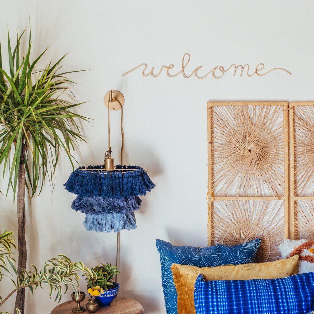 Fela Tassel Wall Lamp | Metal, Iron, Fabric Tassel | Gold, White, Pink, Multicolor
