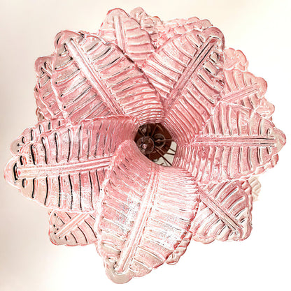 Murano Glass Chandelier | Handcrafted Pink Feather Design | 70cm Diameter