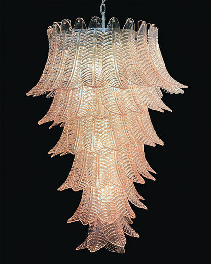 Murano Glass Chandelier | Handcrafted Pink Feather Design | 70cm Diameter