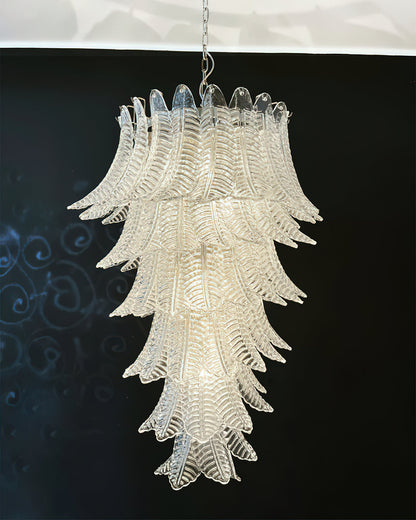 Murano Glass Chandelier | Handcrafted Pink Feather Design | 70cm Diameter