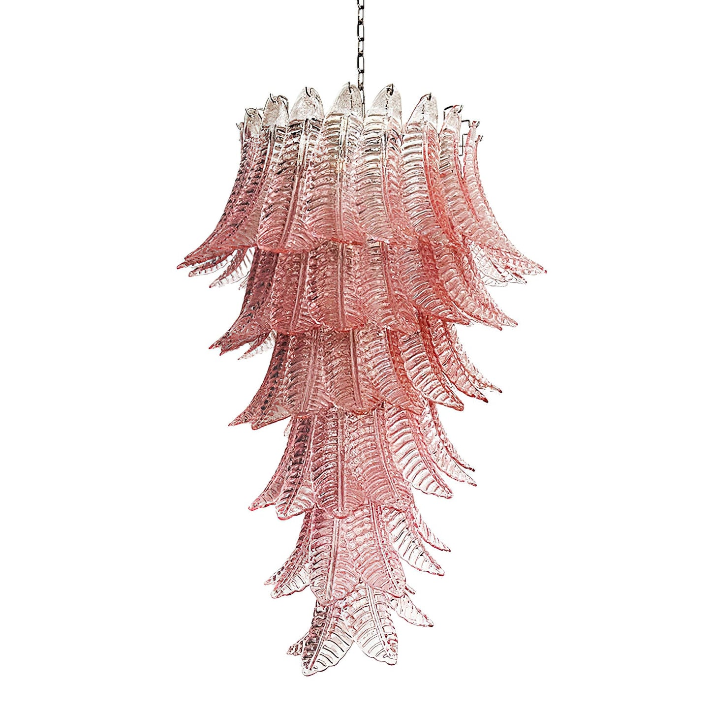 Murano Glass Chandelier | Handcrafted Pink Feather Design | 70cm Diameter